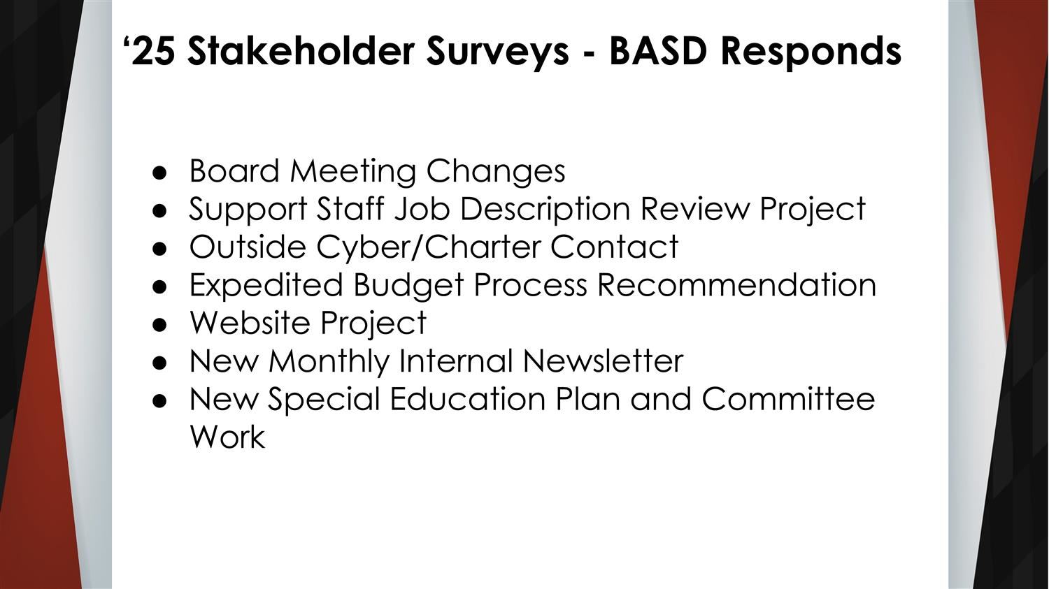BASD Responds to Stakeholder Surveys